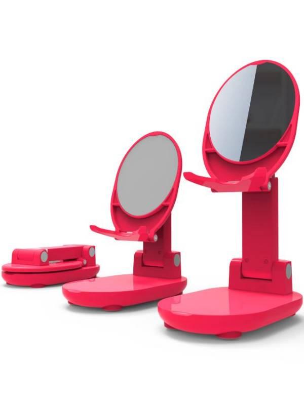 Foldable phone stand with mirror